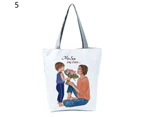 Bestjia Large Capacity Shoulder Pouch Solid Shoulder Strap Portable Family Parent-child Print Travel Bag for Work - 5