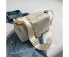 Shoulder Bag Adjustable Shoulder Strap Large Capacity Smooth Zipper Solid Color with Side Pocket Storage Oxford Cloth Women Crossbody Pouch Handbag - White
