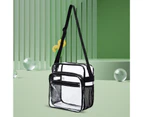 Shoulder Bag Transparent Large Capacity Two Compartments Adjustable Shoulder Strap Separate Pockets Storage Portable Crossbody Pouch Handbag - Black