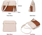 3pcs Set Women Fashion Synthetic Handbags Wallet Tote Bag Shoulder Bag Top Handle Satchel Purse,Beige Brown