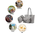 4pcs Set Women Fashion Synthetic Handbags Wallet Tote Bag Shoulder Bag Top Handle Satchel Purse,Grey