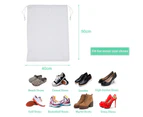 10 Pcs Non-Woven Color Shoe Bag With Drawstring Beam Mouth Design For Traveling/Carrying - White - 40 * 50 Cm