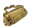 1000D Waterproof Oxford Men's Belt Fanny Pack Shoulder Messenger Bag Tactical Chest Bags - Black
