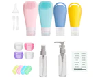 19 Pcs Silicone Travel Bottle Set Refillable Toiletry Containers Leak Proof Squeezable and Portable Travel Bottles Set