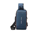 Bestjia Crossbody Bag Password Waterproof Lightweight USB Charging Large Capacity for Camping - Blue