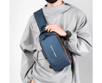 Bestjia Crossbody Bag Password Waterproof Lightweight USB Charging Large Capacity for Camping - Blue