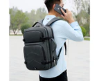 Mens Casual Backpack USB Charging Luxury Laptop Bag Waterproof Waxy Glue Gray Multifunctional Urban Business Rucksack Man - Gray