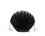 1PC Seashell Shape Shoulder Bag Laser Mermaid Sea Shell Chain Purse-Black