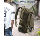 Bestjia Men Canvas Backpack School Rucksack Vintage Satchel Shoulder Travel Laptop Bag - Army Green