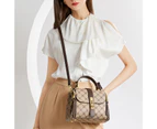 Bestjia Women Shoulder Bag Multi Compartments Large Capacity Portable Vintage Crossbody Bag for Outdoor - Khaki