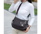 Bestjia Women Solid Color Multi Pockets Zip Shoulder Crossbody Bag Canvas Storage Pouch - Dark Blue