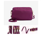 Bestjia Women Solid Color Waterproof Zipper Small Clutch Crossbody Shoulder Nylon Bag - Purple