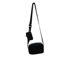 Messenger Bag Adjustable Shoulder Strap Zipper Opening Smooth Surface with Mini Bag Daily Collocation Solid Color Men Fashion Shoulder Bag - Black