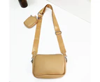 Messenger Bag Adjustable Shoulder Strap Zipper Opening Smooth Surface with Mini Bag Daily Collocation Solid Color Men Fashion Shoulder Bag - Apricot