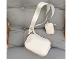 Messenger Bag Adjustable Shoulder Strap Zipper Opening Smooth Surface with Mini Bag Daily Collocation Solid Color Men Fashion Shoulder Bag - Beige