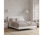 Fabric Bed Frame in King, Queen and Double Size (Ivory White Boucle Fabric)