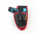 Colorfulstore Electrician Repair Tool Bag Waist Storage Drill Cordless Belt Pouch Pocket-Red