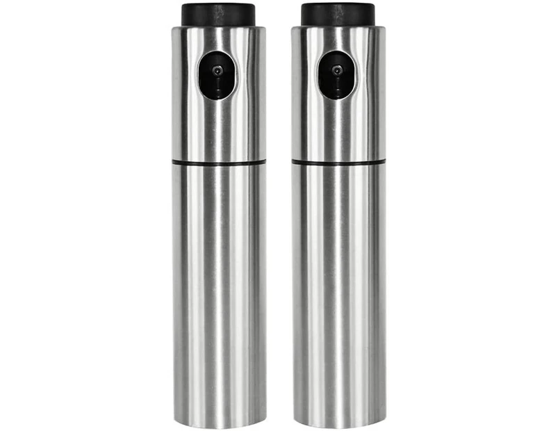 2PCS all-steel shell + food PP grade bottle--stainless steel oil spray bottle kitchen cooking oil spray