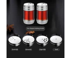 Salt and Pepper Shakers Set, Modern Stainless Steel, 2 Pieces-【Red】Medium