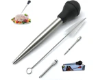 Turkey Baster, Stainless Steel Baster for Cooking with Marinade Injectors Syringe, Cleaning Brush - Black