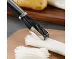 Stainless Steel Onion Cutter, Multi-Functional Food Quick Cutter Kitchen Tools Slicing Knives Vegetable Sharp Onion Shredder