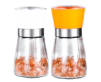 Stainless Steel Salt & Pepper Grinders Refillable Set - Salt / Spice Shakers with Adjustable Coarse Mills - Easy Clean-1pcs white+1pcs orange