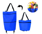 Foldable Shopping Cart, Collapsible Two-Stage Zipper Foldable Shopping Bag With Wheels Foldable Shopping Cart