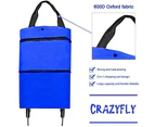 Foldable Shopping Cart, Collapsible Two-Stage Zipper Foldable Shopping Bag With Wheels Foldable Shopping Cart