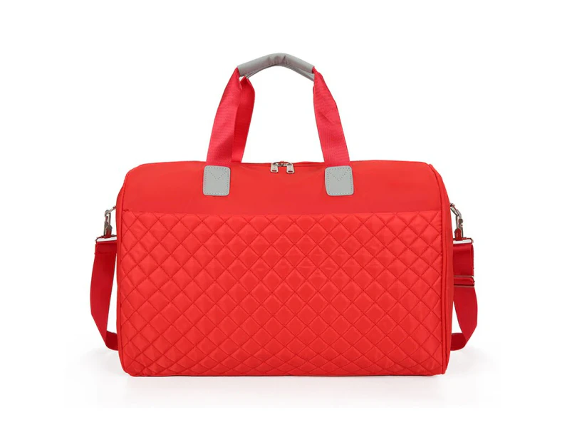 Foldable Shoulder Travel Bag Luggage Tote Bags For Women Large Capacity Organizer Ladies Weekender Gym Men Messenger Handbags - Red