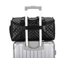 Lingge PU Leather Men's Fitness Travel Bag Simple Large Capacity Shoulder Messenger Bag Multifunctional Design Unisex Handbag - Black