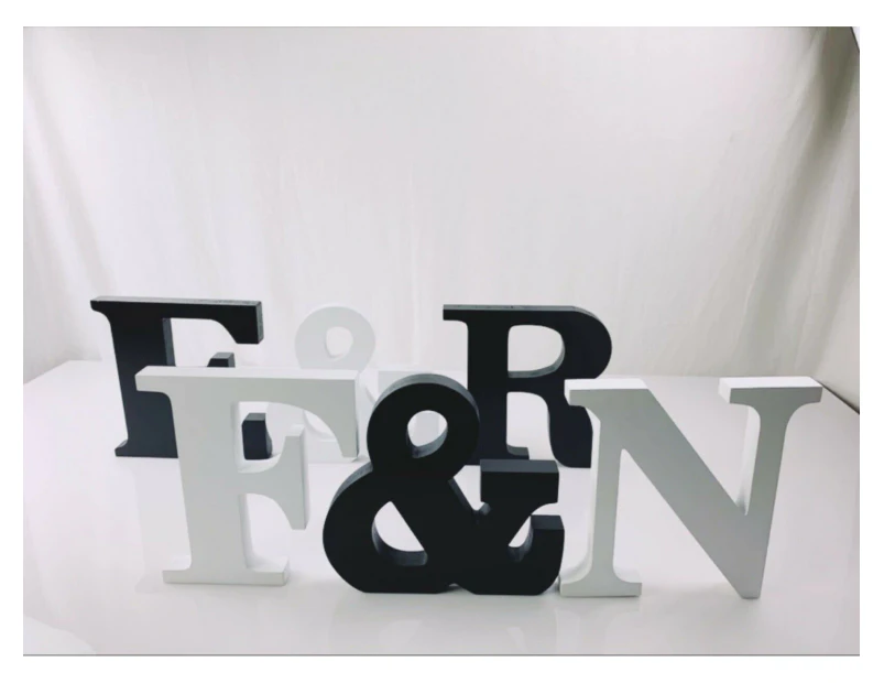 Wooden Letters Small 15cm Black Alphabet Wedding Home Birthday - F Wood - Black