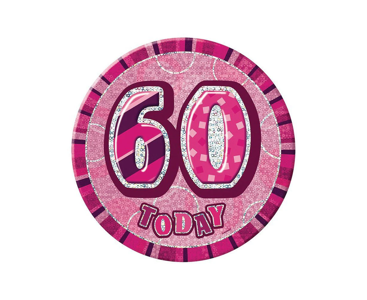 Glitz Pink Jumbo Birthday Badge - 60