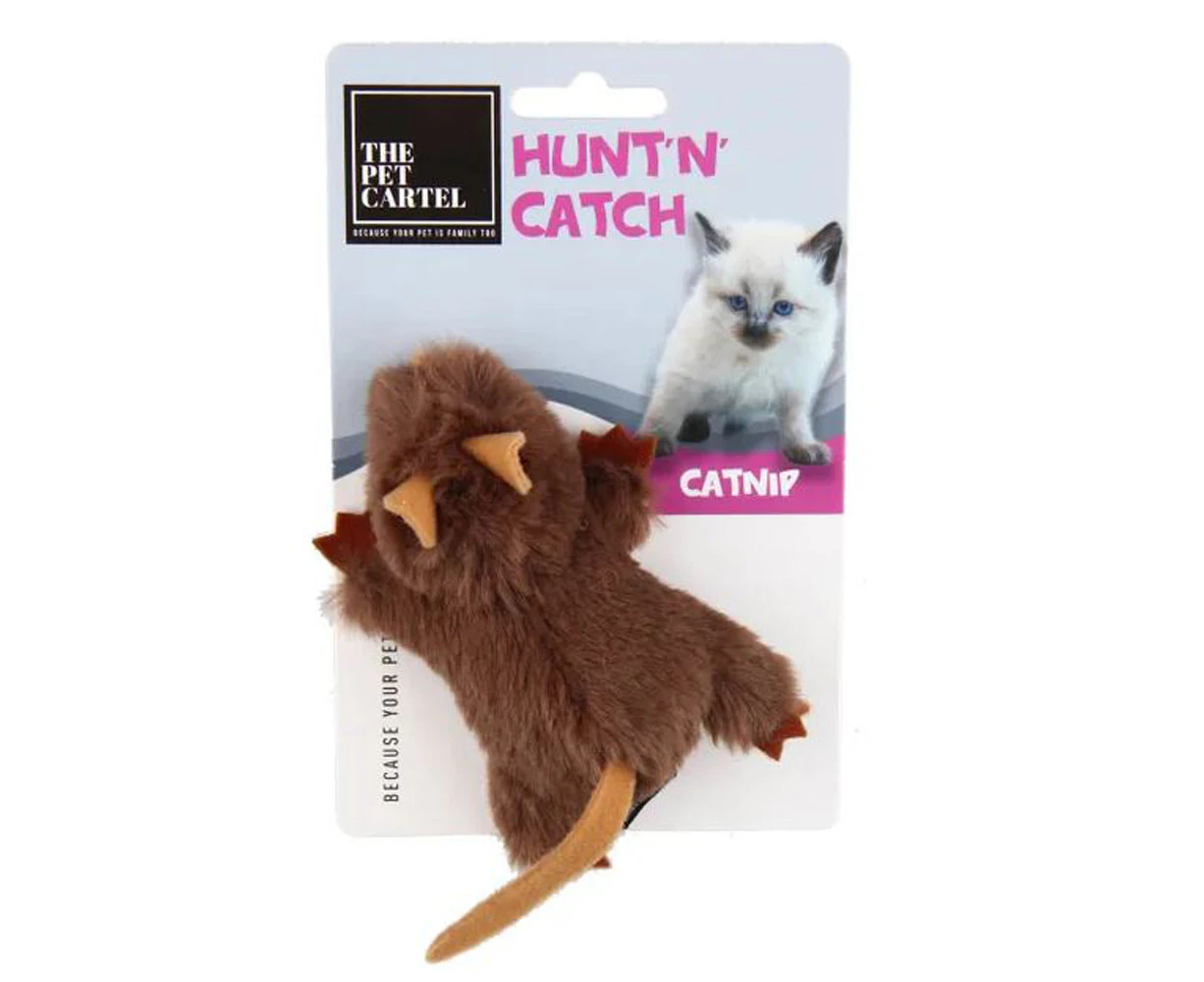 The Pet Cartel Hunt N Catch Mouse Interactive Play Cat Toy Brown