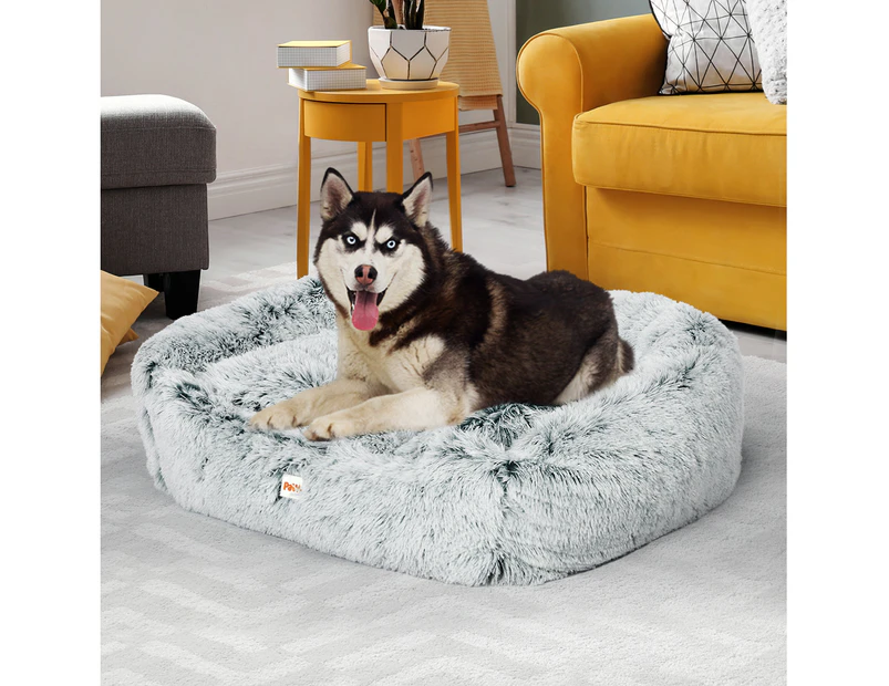 Dog Calming Bed Warm Soft Plush Comfy Sleeping Kennel Cave Memory Foam Charcoal M