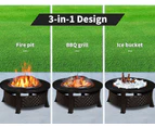 3 in 1 Outdoor Garden Fire Pit BBQ Firepit Brazier Round Stove Patio Heater