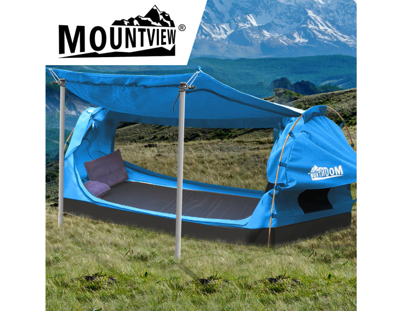Mountview Double Swag Camping Swags Canvas Dome Tent Free Standing Navy - Khaki,Grey,Blue