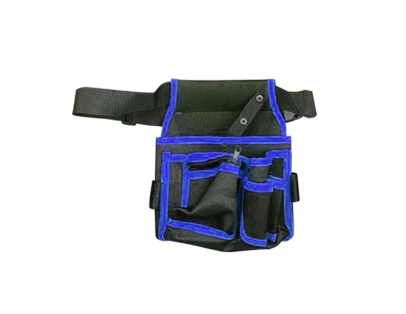 Multiple Pockets High Capacity Adjustable Buckle Waist Bag Electrician Hardware Portable Thickening Tool Belt Pouch Workshop Equipment-Blue