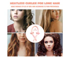 2 Set Heatless Curling Rod Headband Ribbon Hair Roller DIY Sleep Hair Roller-Pink
