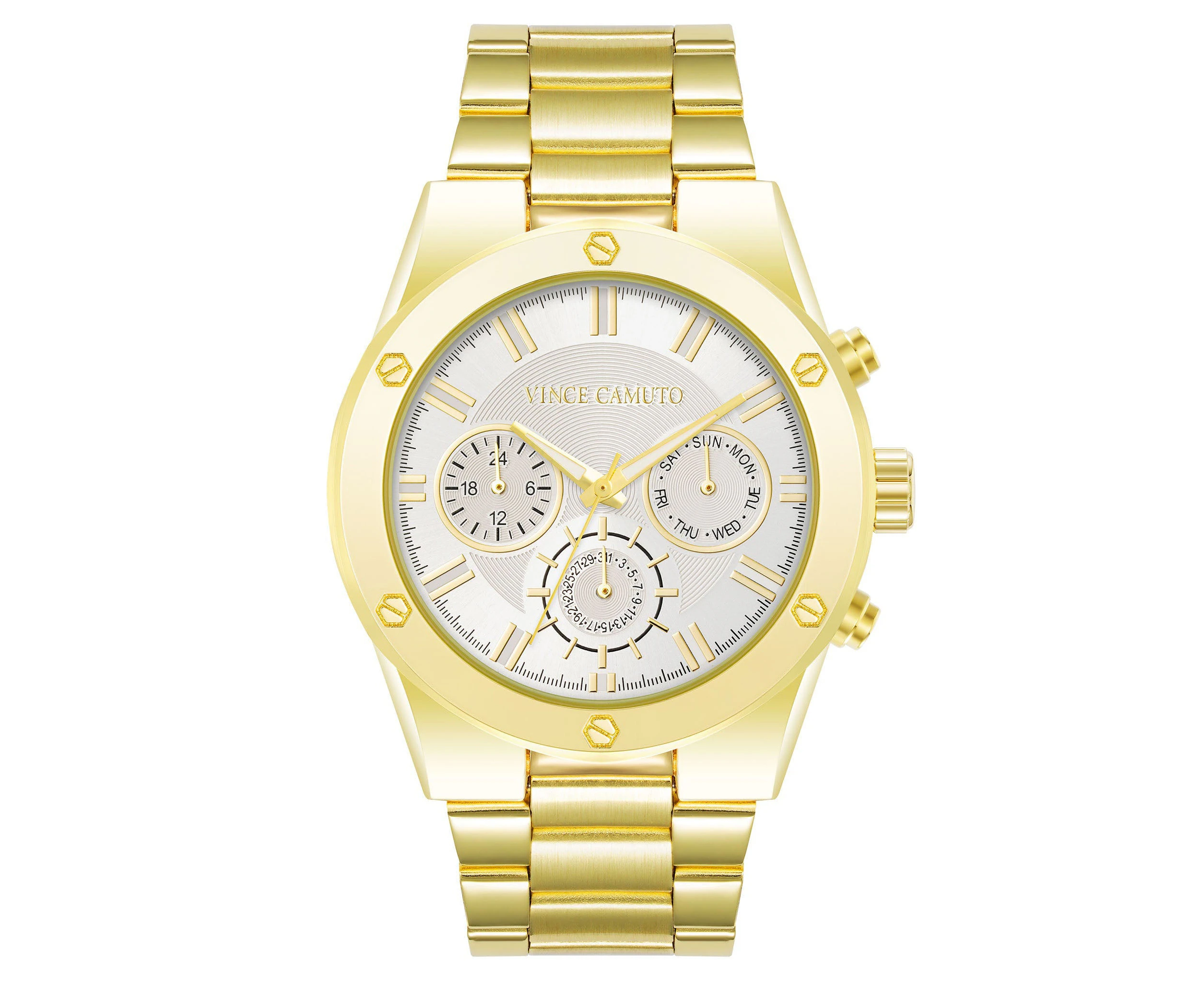 Vince Camuto Gold Steel Silver Dial Multi-function Men's Watch - VC1104WTGP