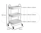 Levede 3 Tiers Kitchen Storage Trolley Cart Steel Rack Shelf Organiser White - White