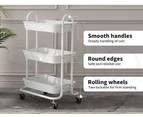 Levede 3 Tiers Kitchen Storage Trolley Cart Steel Rack Shelf Organiser White - White