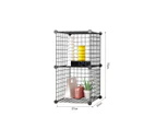 SOGA 2X Black Portable 2 Tier Cube Storage Organiser Foldable DIY Modular Grid Space Saving Shelf