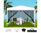 Instahut Gazebo Pop Up Marquee 3x3m Wedding Party Outdoor Camping Tent Canopy Shade Mesh Wall White