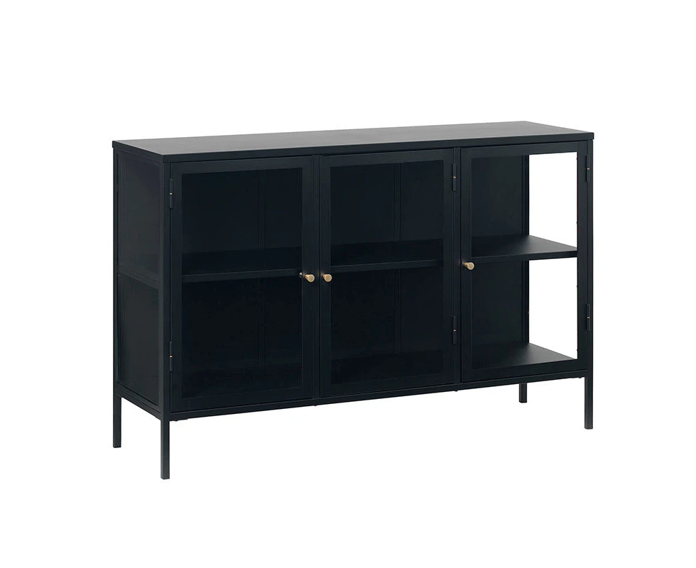 CARMEL 3 Glass Doors Sideboard 132cm - Black