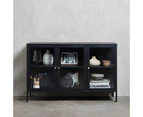 CARMEL 3 Glass Doors Sideboard 132cm - Black