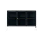 CARMEL 3 Glass Doors Sideboard 132cm - Black