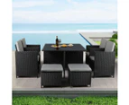 Levede 9PCS Outdoor Table Chair Set Patio Furniture Dining Setting Wicker Lounge