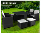 Levede 9PCS Outdoor Table Chair Set Patio Furniture Dining Setting Wicker Lounge