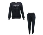 FIL Women's 2pc Set Velvet Fleece Loungewear - L'AMOUR/Black