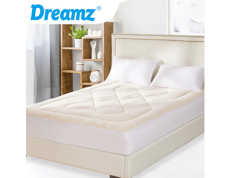 Dreamz Mattress Topper 100% Wool Underlay Reversible Mat Pad Protector Queen